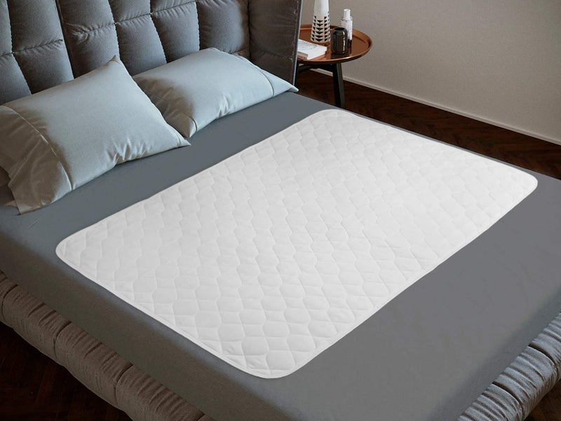 LynmarkÂ® Washable Incontinence Bed Pads Without Tucks - Non-Slip Bedwetting Mattress Protector Absorbs Up to 2L - Leak-Proof OEKO-Tex Certified Cotton Waterproof Cover for Double Beds- 135x85cm, White